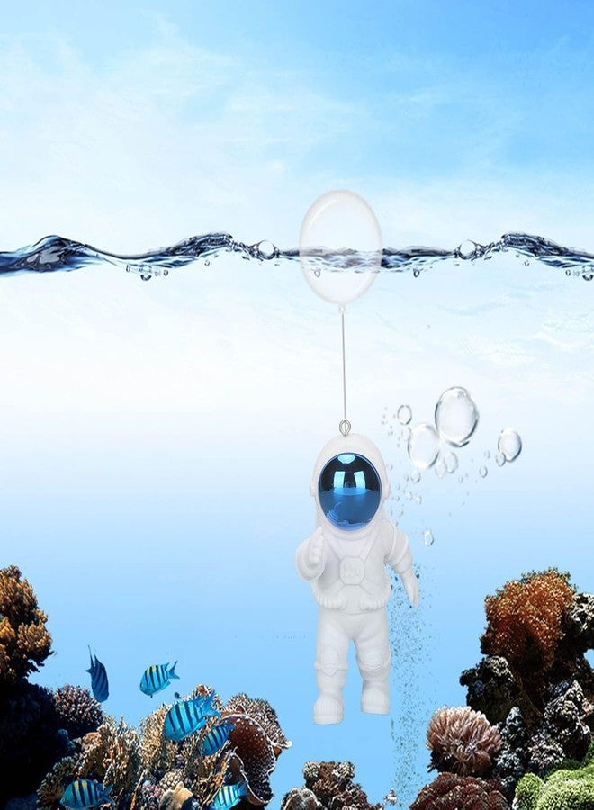 WinldMonmo 1 Pack Blue-White Floating Aquarium Decorations - Cute Astronaut Figurines for Fish Tanks, Safe Resin Underwater Ornaments for Freshwater/Saltwater, Home/ Office Aquascaping Fish Tank Accessories - Image 3